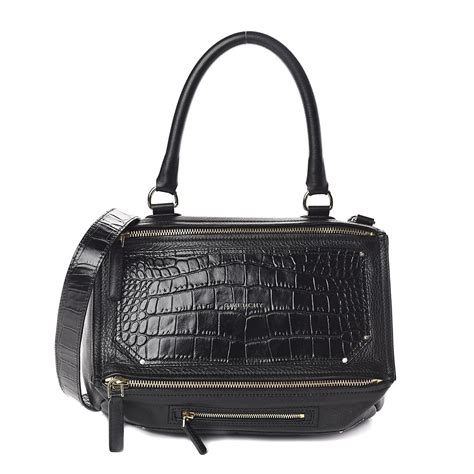 GIVENCHY Calfskin Crocodile Embossed Medium Pandora 